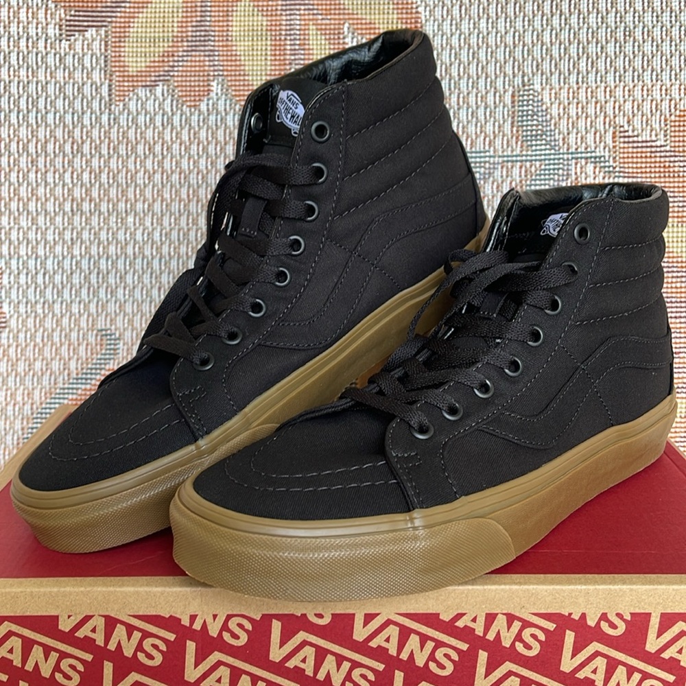Vans WMNS Unisex Sk8-Mid Reissue Reflective Skate Shoe Canvas Gum Black/Light Gm - Picture 6 of 16